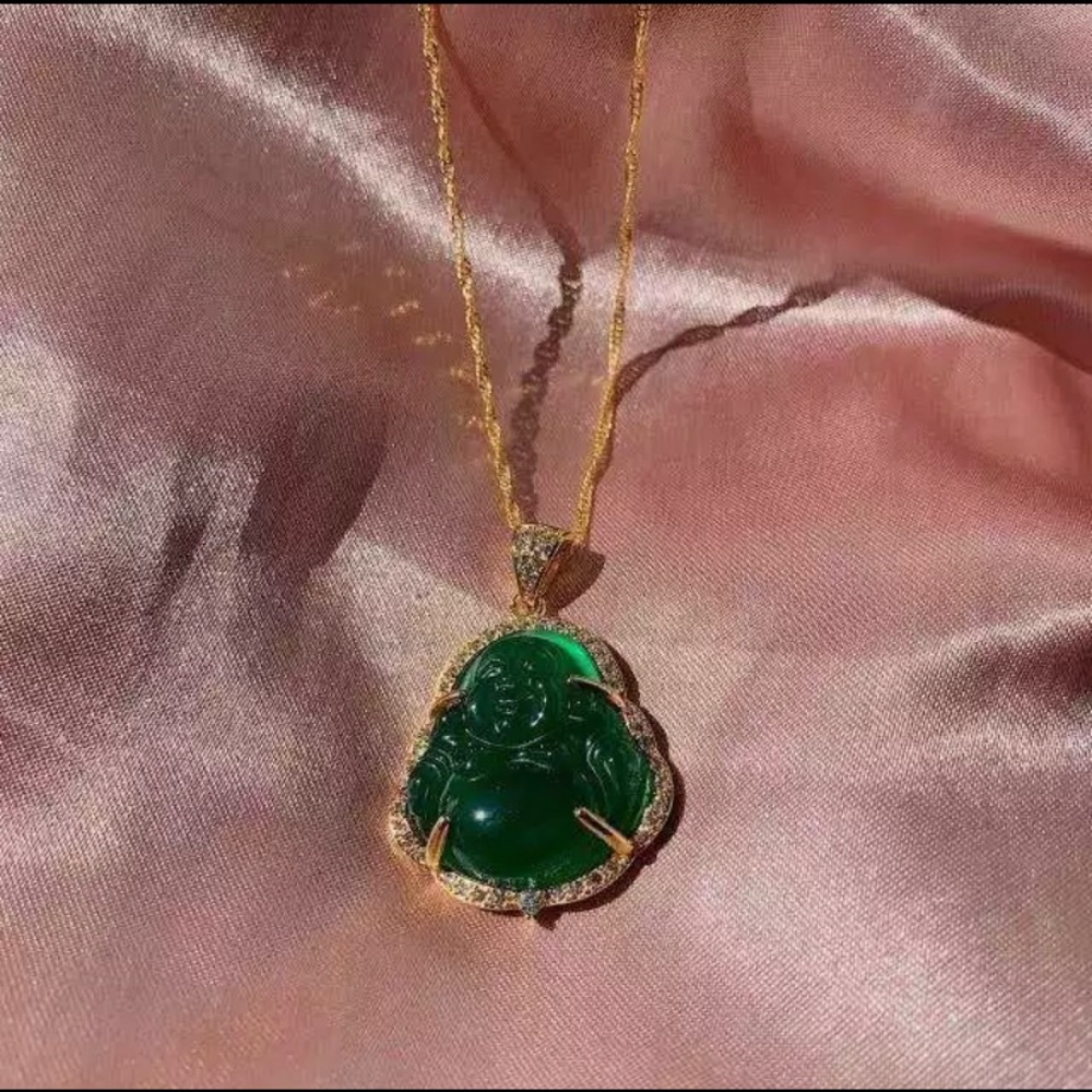 Rose Gold & Green Buddah Necklace. Brand New, Never worn! From online store!
